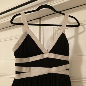 Floor length black and white dress
